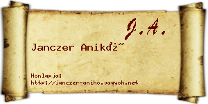 Janczer Anikó névjegykártya